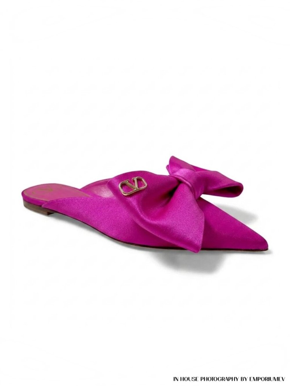 Valentino Garavani Fuchsia Satin Bow Flat Mules - Size 36.5- (0563)